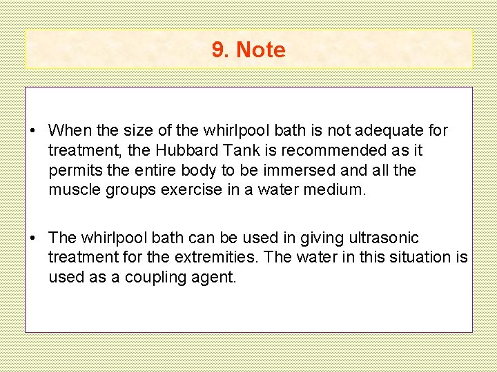 9. Note • When the size of the whirlpool bath is not adequate for