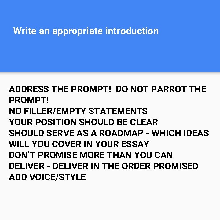 Write an appropriate introduction ADDRESS THE PROMPT! DO NOT PARROT THE PROMPT! NO FILLER/EMPTY