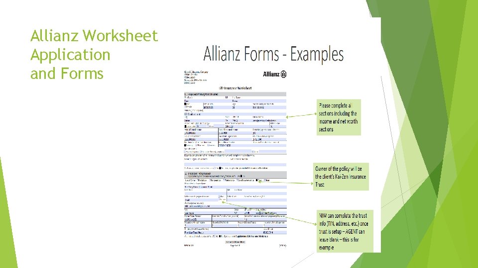 Allianz Worksheet Application and Forms 