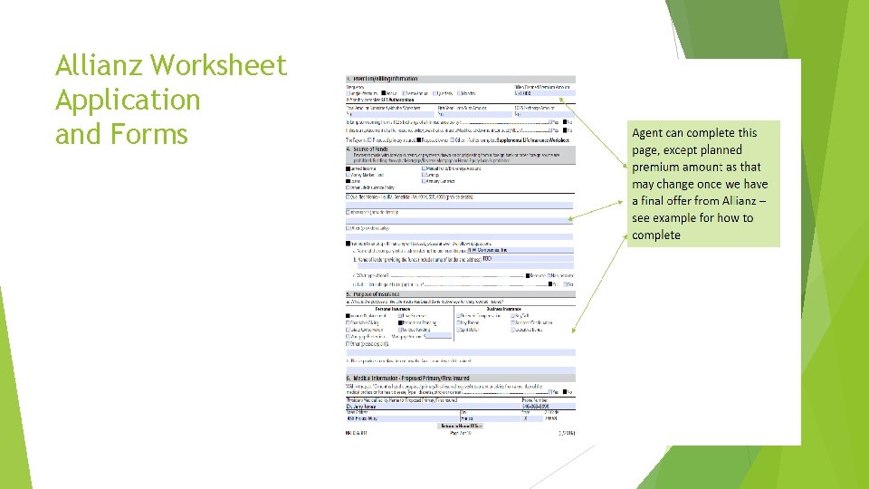 Allianz Worksheet Application and Forms 