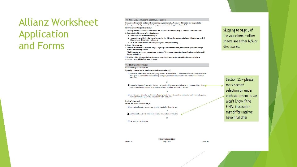 Allianz Worksheet Application and Forms 