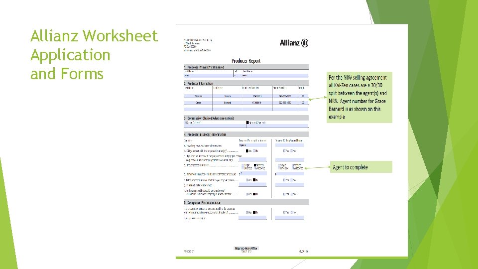 Allianz Worksheet Application and Forms 
