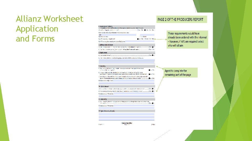 Allianz Worksheet Application and Forms 