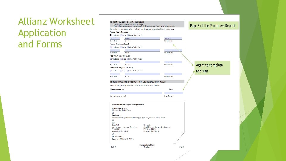 Allianz Worksheet Application and Forms 
