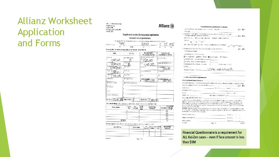 Allianz Worksheet Application and Forms 