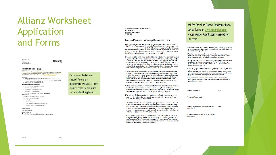 Allianz Worksheet Application and Forms 