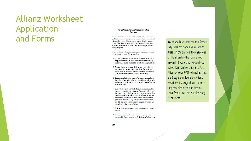 Allianz Worksheet Application and Forms 