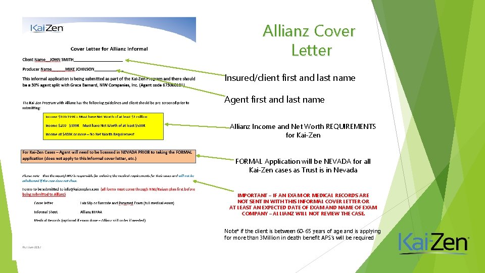 Allianz Cover Letter Insured/client first and last name Agent first and last name Allianz