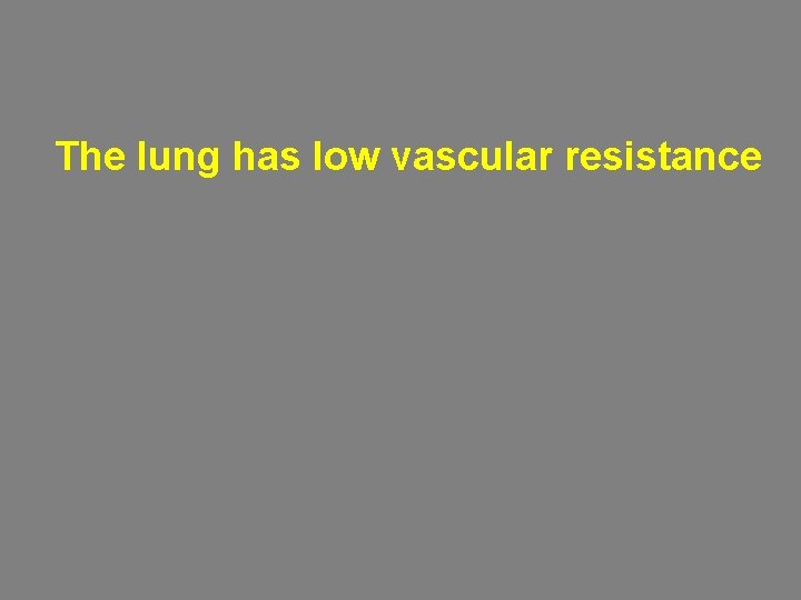 The lung has low vascular resistance 