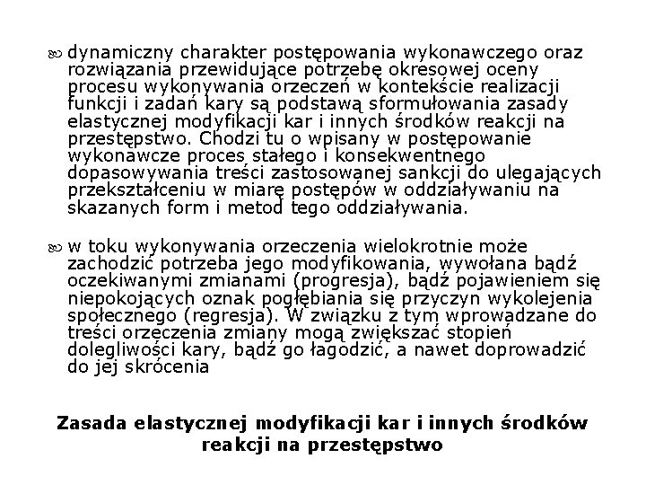  dynamiczny charakter postępowania wykonawczego oraz rozwiązania przewidujące potrzebę okresowej oceny procesu wykonywania orzeczeń