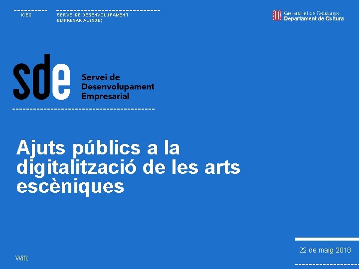 ICEC SERVEI DE DESENVOLUPAMENT EMPRESARIAL (SDE) Ajuts públics a la digitalització de les arts