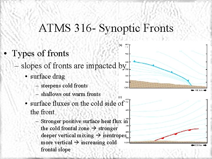 ATMS 316 - Synoptic Fronts • Types of fronts – slopes of fronts are
