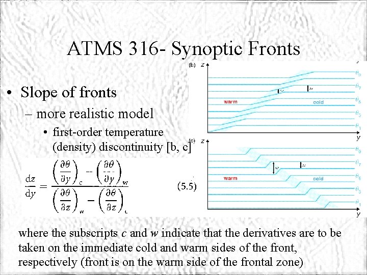 ATMS 316 - Synoptic Fronts • Slope of fronts – more realistic model •