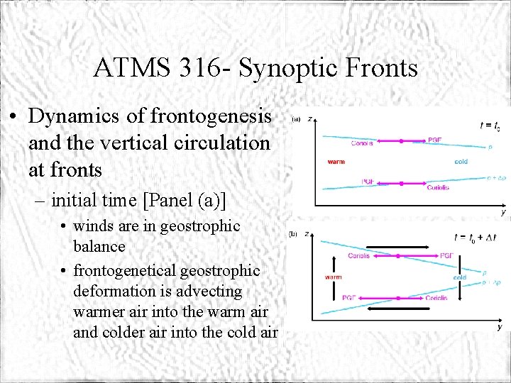 ATMS 316 - Synoptic Fronts • Dynamics of frontogenesis and the vertical circulation at