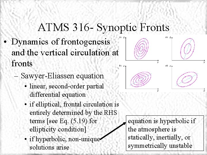 ATMS 316 - Synoptic Fronts • Dynamics of frontogenesis and the vertical circulation at