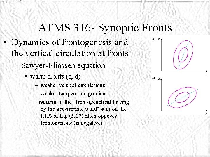 ATMS 316 - Synoptic Fronts • Dynamics of frontogenesis and the vertical circulation at