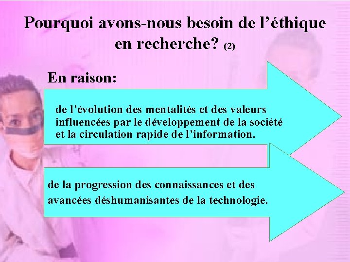 Pourquoi avons-nous besoin de l’éthique en recherche? (2) En raison: de l’évolution des mentalités