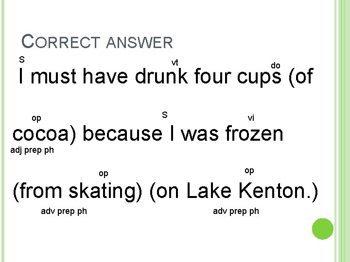 CORRECT ANSWER S vt do I must have drunk four cups (of S op
