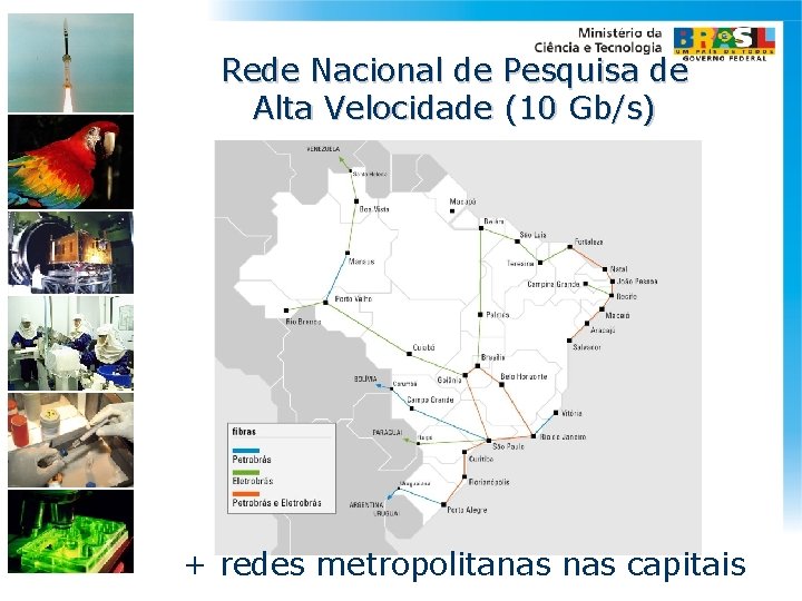 Rede Nacional de Pesquisa de Alta Velocidade (10 Gb/s) + redes metropolitanas capitais 