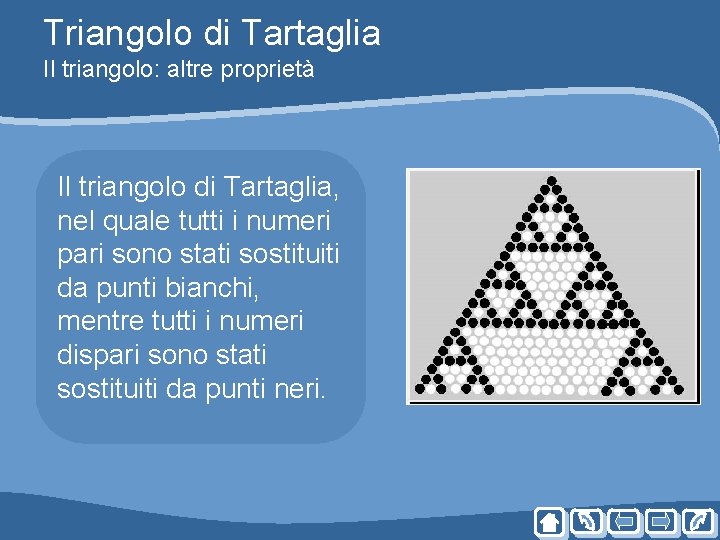 Triangolo di Tartaglia Il triangolo: altre proprietà Il triangolo di Tartaglia, nel quale tutti Triangolo di Tartaglia Il triangolo: altre proprietà Il triangolo di Tartaglia, nel quale tutti