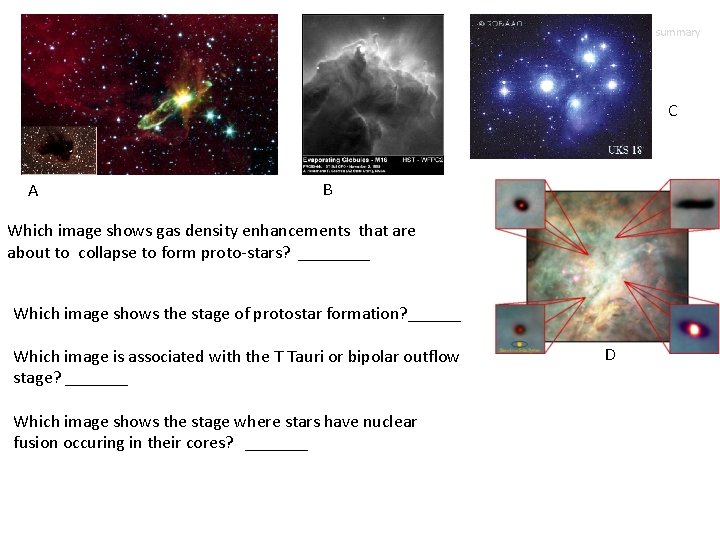 summary Recall column C A B Which image shows gas density enhancements that are