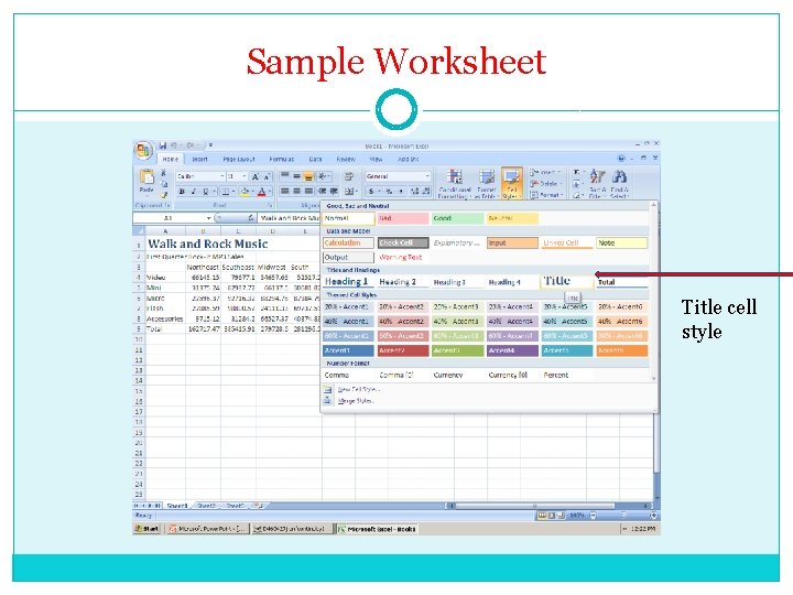 Sample Worksheet Title cell style 