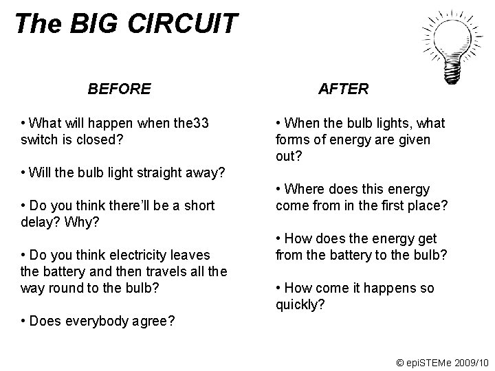 The BIG CIRCUIT BEFORE • What will happen when the 33 switch is closed?