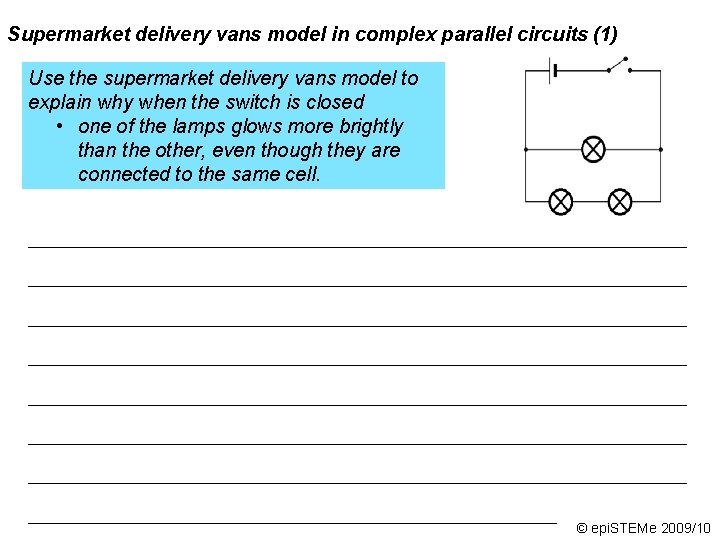 Supermarket delivery vans model in complex parallel circuits (1) Use the supermarket delivery vans