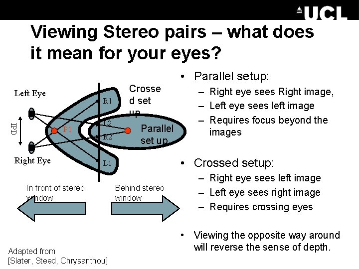 Viewing Stereo pairs – what does it mean for your eyes? • Parallel setup: