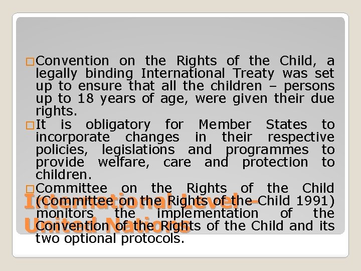 �Convention on the Rights of the Child, a legally binding International Treaty was set