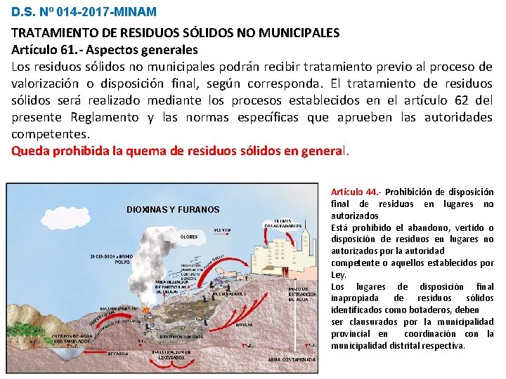 D. S. Nº 014 -2017 -MINAM TRATAMIENTO DE RESIDUOS SÓLIDOS NO MUNICIPALES Artículo 61.
