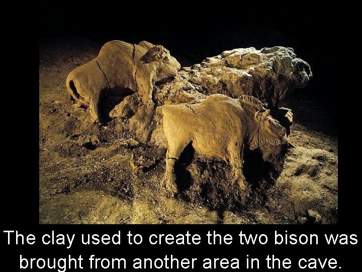 The clay used to create the two bison was brought from another area in