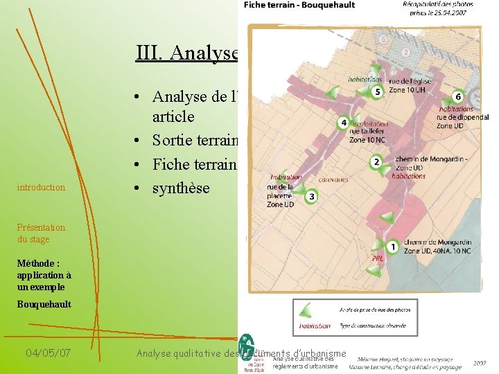 III. Analyse du règlement introduction • Analyse de l’ensemble des règles pour chaque article