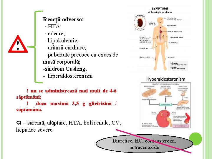 Reacții adverse: - HTA; - edeme; - hipokalemie; - aritmii cardiace; - pubertate precoce