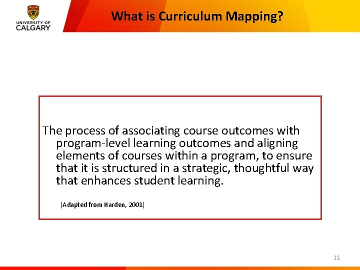 What is Curriculum Mapping? The process of associating course outcomes with program-level learning outcomes