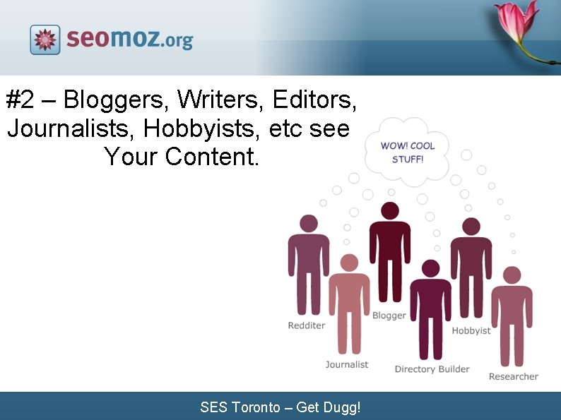 #2 – Bloggers, Writers, Editors, Journalists, Hobbyists, etc see Your Content. SES Toronto –