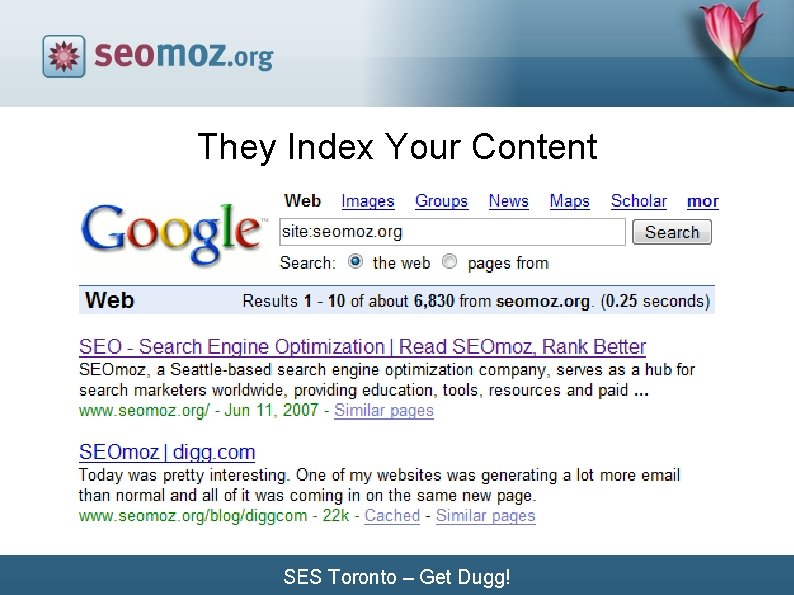 They Index Your Content SES Toronto – Get Dugg! 