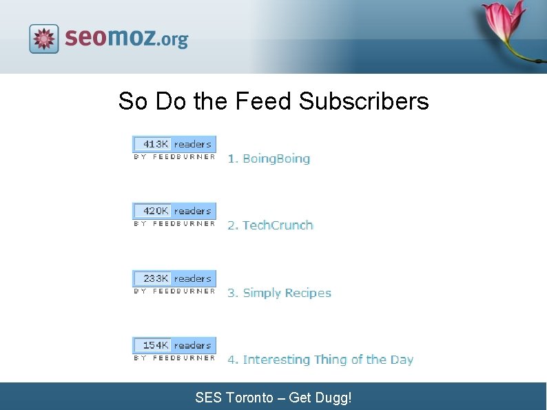 So Do the Feed Subscribers SES Toronto – Get Dugg! 