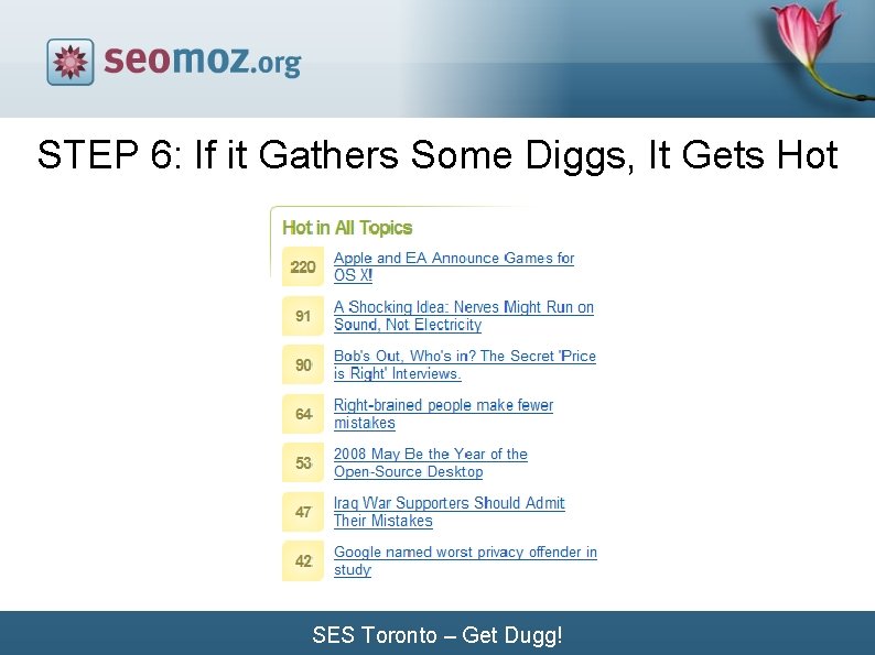 STEP 6: If it Gathers Some Diggs, It Gets Hot SES Toronto – Get