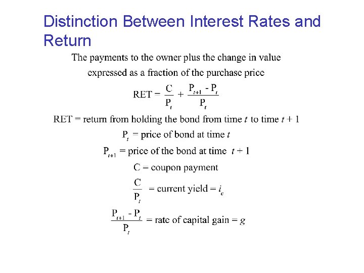 Distinction Between Interest Rates and Return 