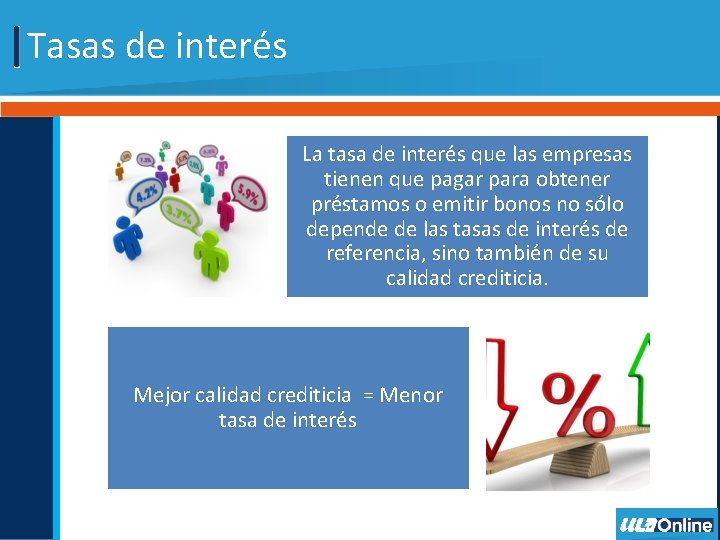 Tasas de interés La tasa de interés que las empresas tienen que pagar para