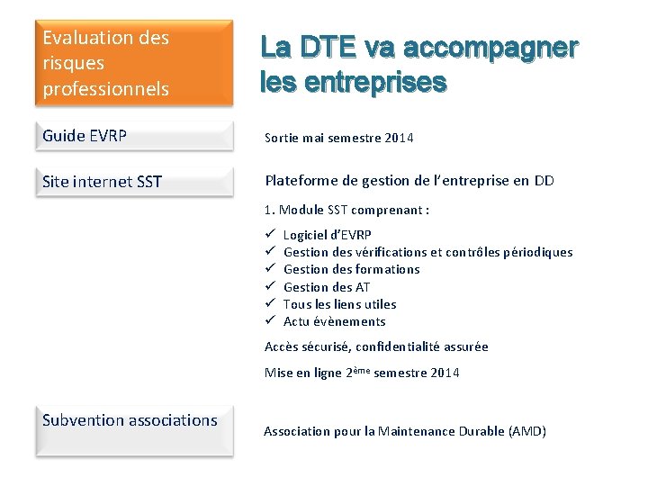 Evaluation des risques professionnels La DTE va accompagner les entreprises Guide EVRP Sortie mai
