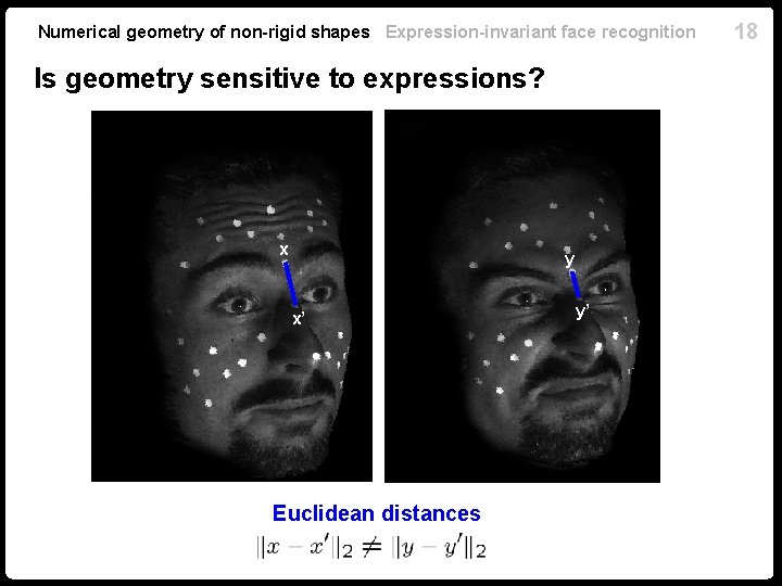 Numerical geometry of non-rigid shapes Expression-invariant face recognition Is geometry sensitive to expressions? x