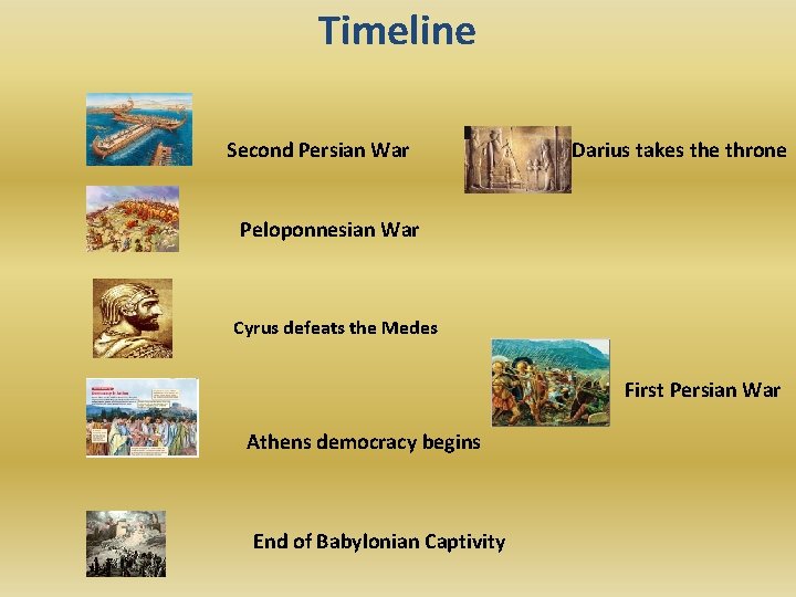 Timeline Second Persian War Darius takes the throne Peloponnesian War Cyrus defeats the Medes