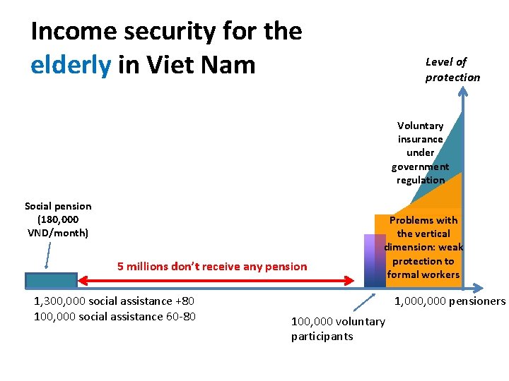 Income security for the elderly in Viet Nam Level of protection Voluntary insurance under