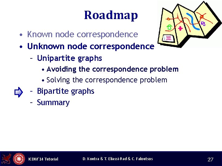 Roadmap • Known node correspondence • Unknown node correspondence – Unipartite graphs • Avoiding