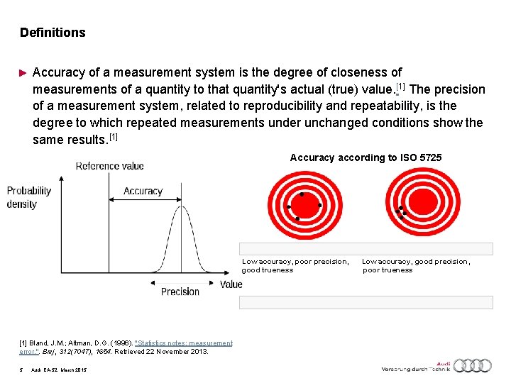 Definitions ► Accuracy of a measurement system is the degree of closeness of measurements