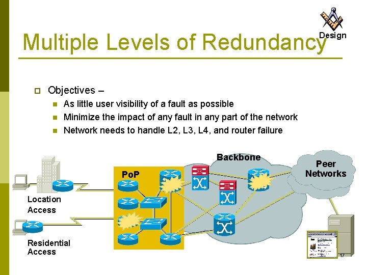 Multiple Levels of Redundancy Design p Objectives – n n n As little user