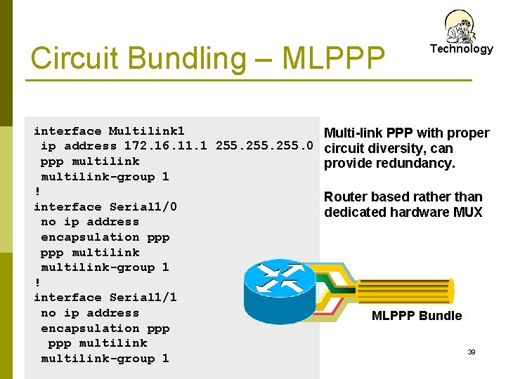 Circuit Bundling – MLPPP interface Multilink 1 ip address 172. 16. 11. 1 255.
