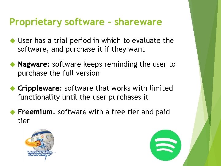 Proprietary software - shareware User has a trial period in which to evaluate the